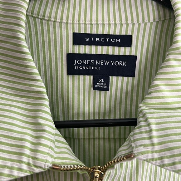Jones New York Signature minty Green Striped Jacket size XL - Picture 3 of 8